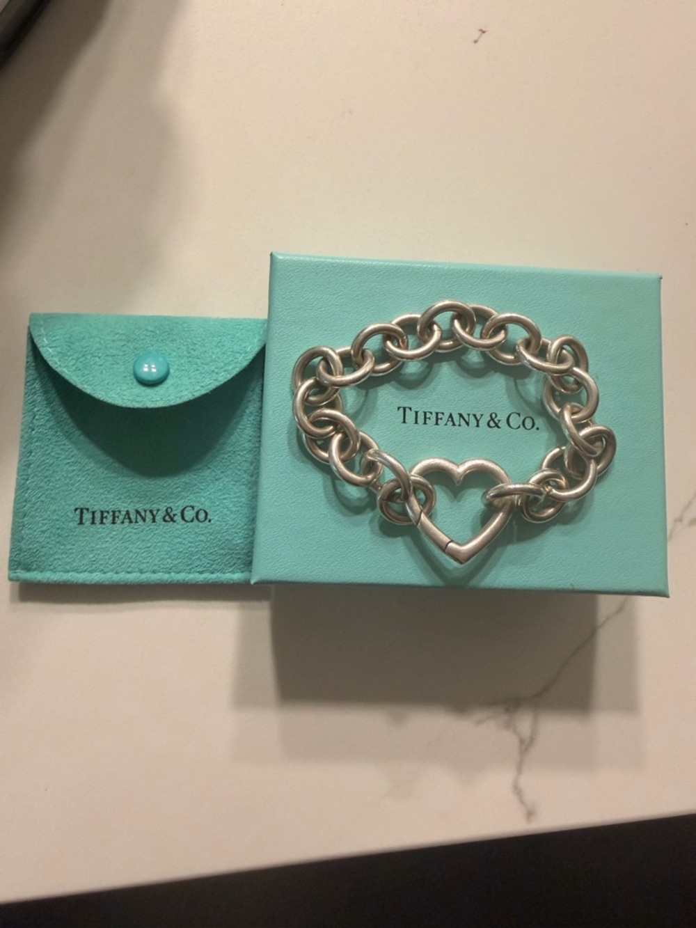 Tiffany & Co. Sterling Silver Heart Link Bracelet